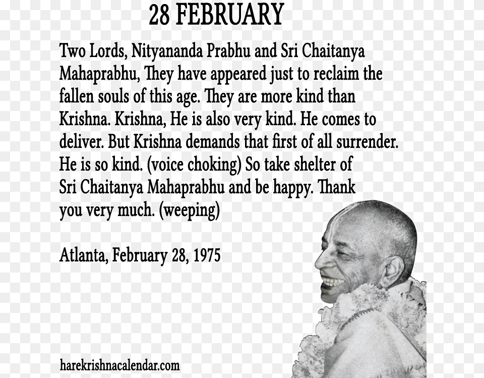Prabhupada Quotes For The Month Of Februry Prabhupada Quotes 28 February, Face, Head, Portrait, Photography Free Transparent Png