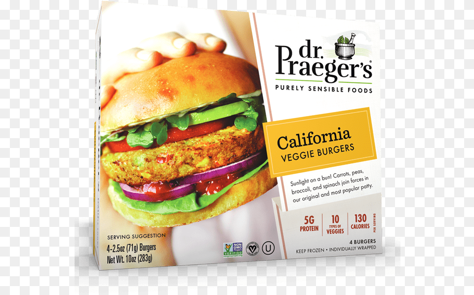 Praeger S California Veggie Burgers Package Dr Praeger39s Veggie Burgers, Advertisement, Burger, Food, Poster Png Image