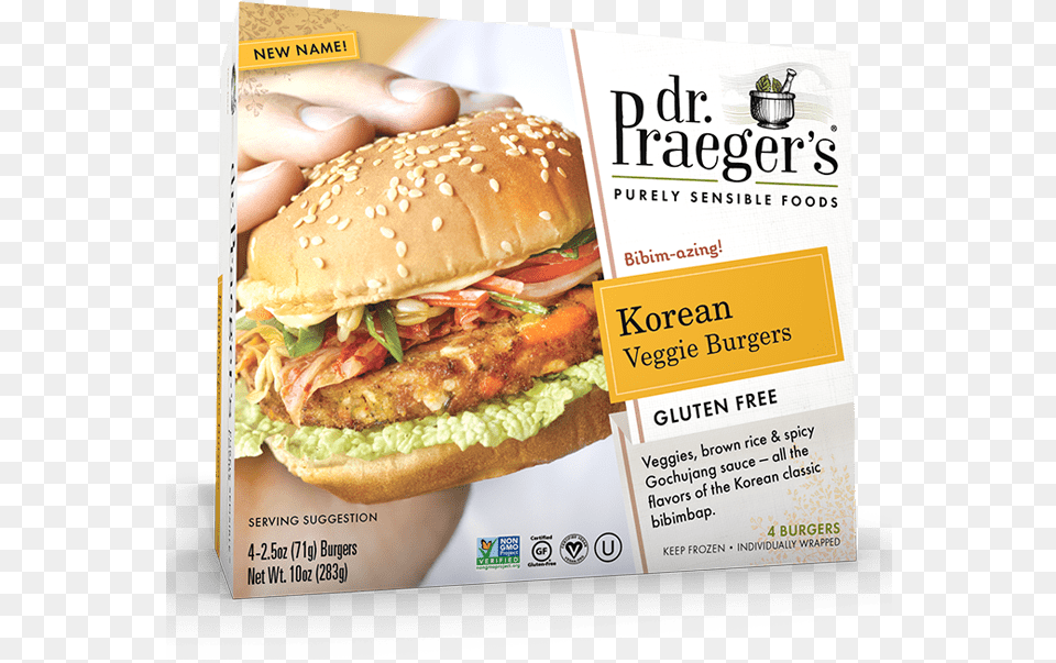 Praeger S Korean Veggie Burgers Veggie Burgers Dr, Advertisement, Burger, Food, Poster Free Png Download