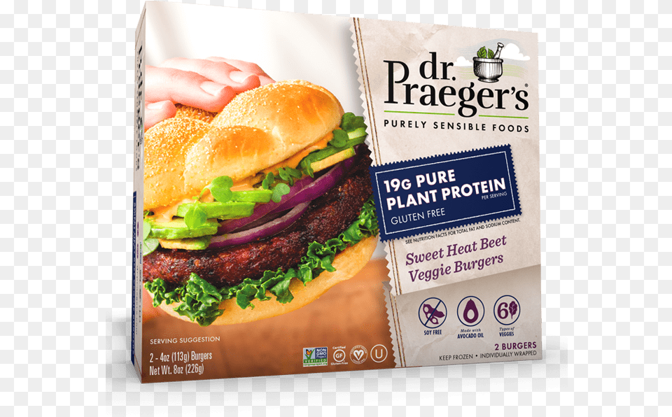 Praeger S Pure Plant Protein Sweet Heat Beet Veggie Dr Praeger39s Chicken Tenders, Advertisement, Burger, Food, Poster Png Image