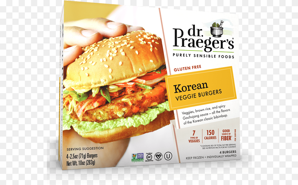 Praegerquots Korean Veggie Burgers Package Dr Praeger39s Korean Veggie Burgers, Advertisement, Burger, Food, Poster Png