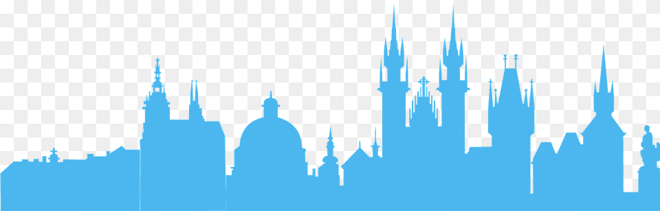 Prague Skyline Silhouette, Architecture, Spire, Tower, Dome Png Image