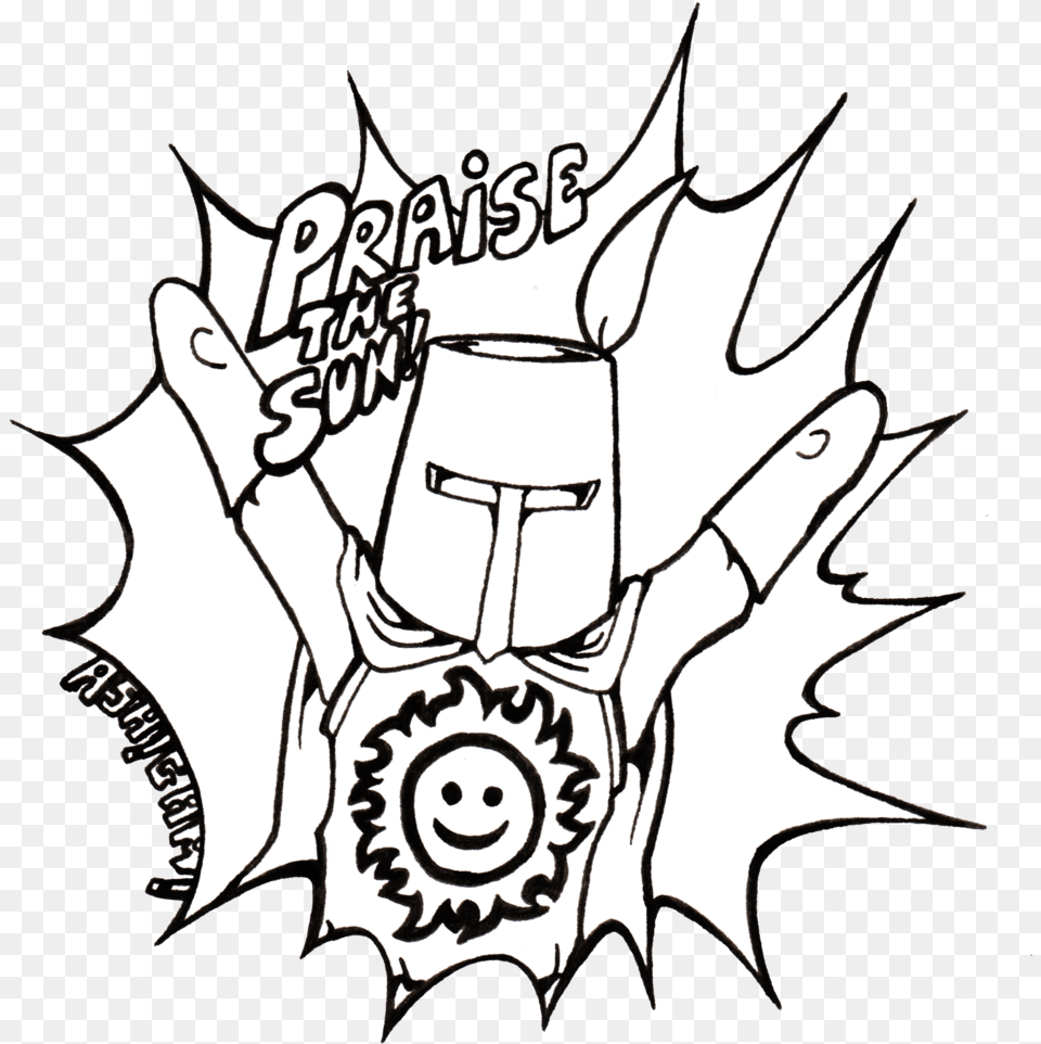 Praise The Sun Lineart By Ashigami, Logo, Person, Emblem, Symbol Free Png Download