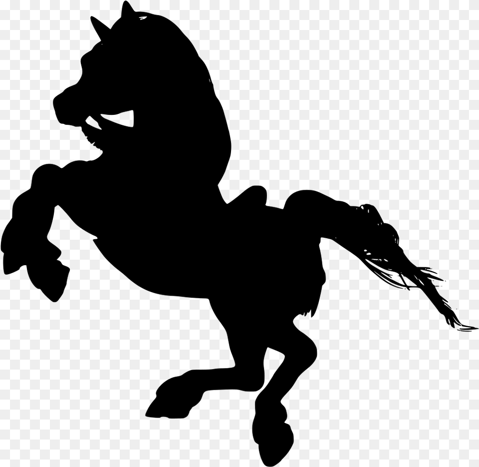 Prancing Horse Cartoon, Gray Png