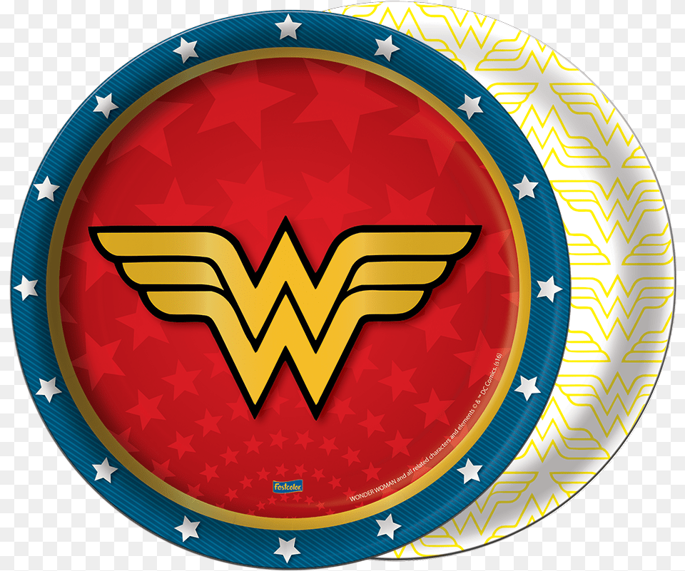 Prato De Papel Mulher Maravilha Festcolor Marvel Wonder Woman Logos, Emblem, Symbol, Logo, Toy Free Png Download