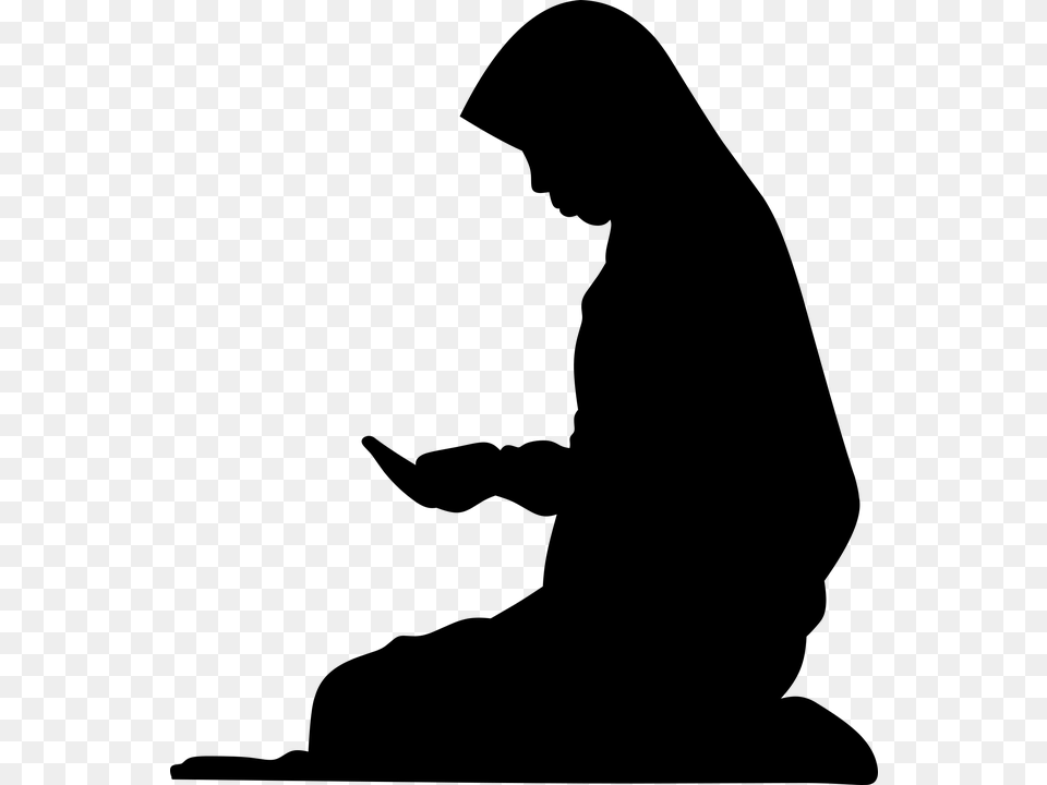 Pray Muslim Woman, Gray Png Image