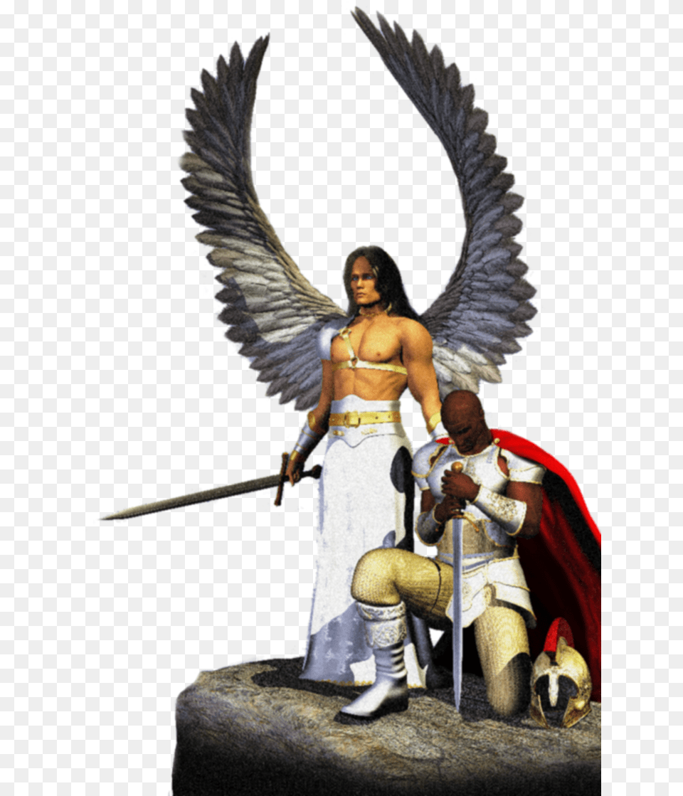 Prayer Warrior With Angel Angels Protection Against Evil, Adult, Male, Man, Person Free Transparent Png