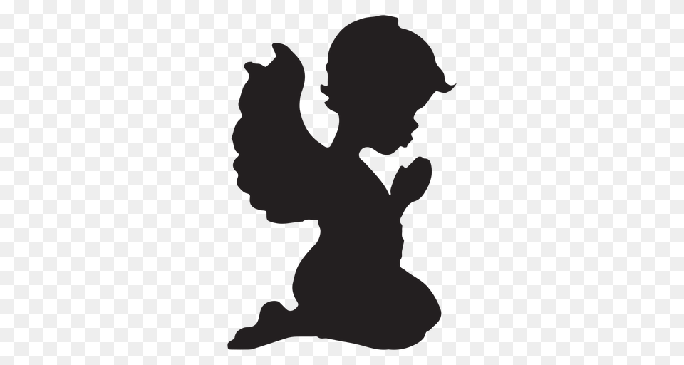 Praying Cupid Silhouette, Kneeling, Person, Baby, Head Png