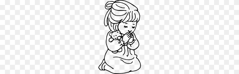 Praying Girl Clip Art, Gray Png Image