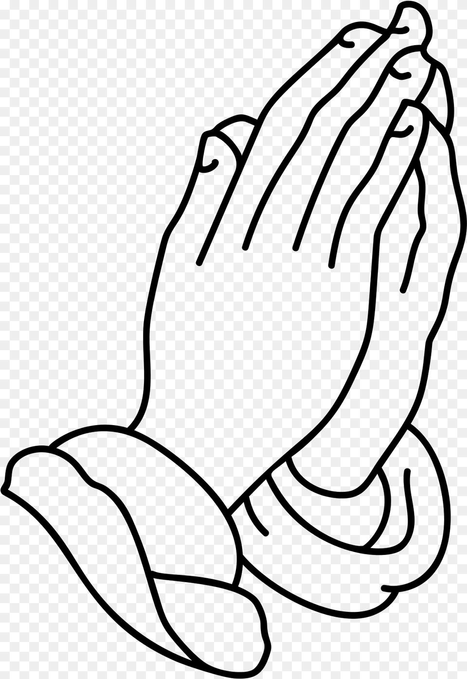 Praying Hands Lineart Black And White Clip Art Praying Hands And Cross, Gray Free Png Download