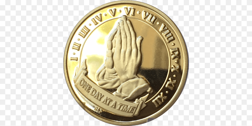 Praying Hands One Day 12 Prayer Hand Coin Gold, Money, Baby, Person Free Transparent Png