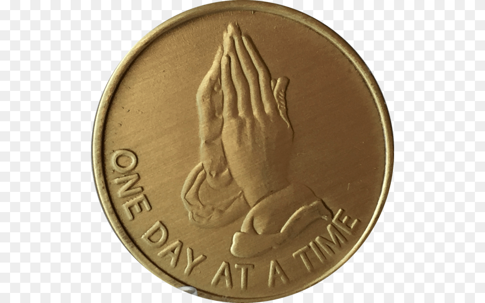 Praying Hands One Day At A Time Serenity Prayer Bronze Praying Hands One Day At A Time 1quot Key Chain With Matching, Coin, Money Free Transparent Png