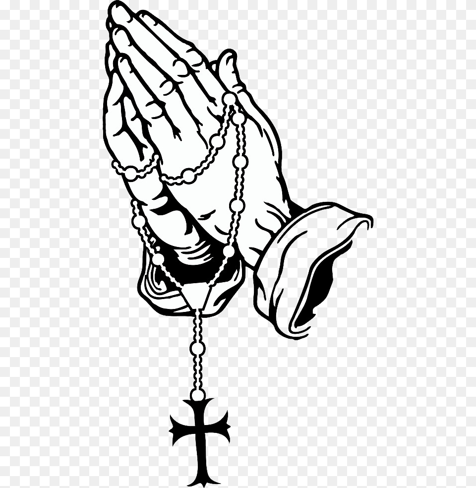 Praying Hands Praying Hands With Rosary Clipart, Person, Accessories, Prayer Free Png