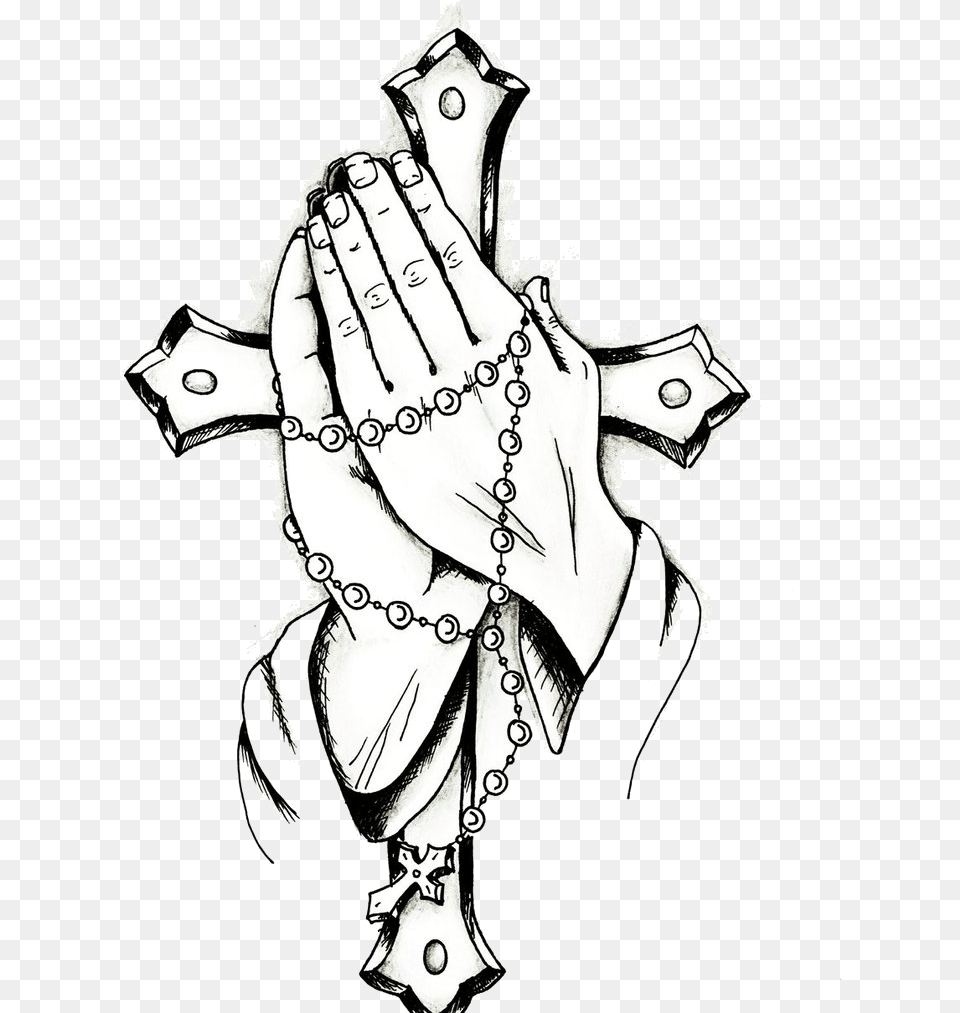 Praying Hands Rosary Clipart Cliparts Images On Prayer Hands With Cross, Woman, Person, Female, Adult Free Png Download