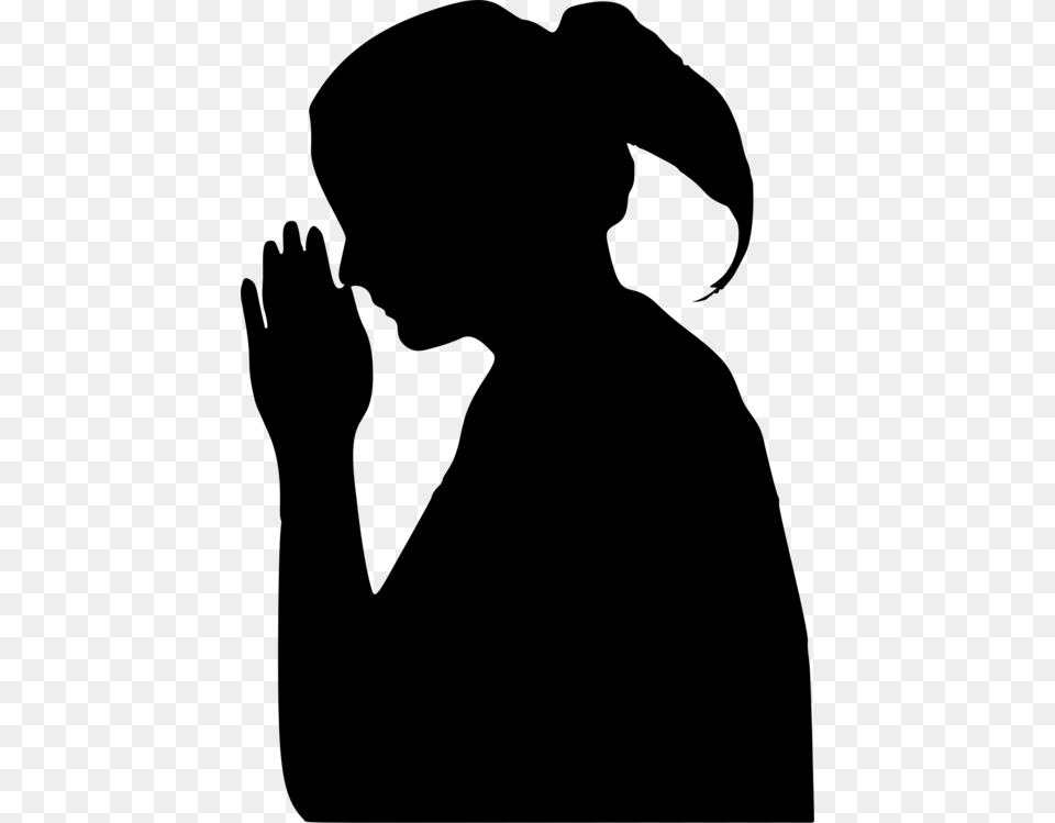 Praying Hands Silhouette Line Art Drawing, Gray Png Image