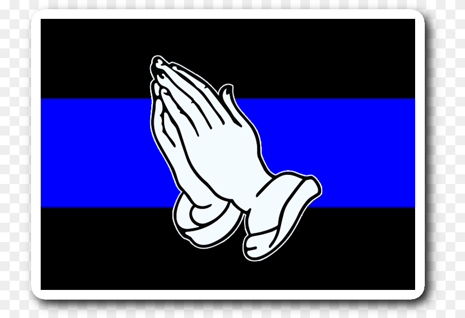 Praying Hands Thin Blue Line Stickerclass Thin Blue Line Praying Hands, Clothing, Glove, Body Part, Hand Png Image
