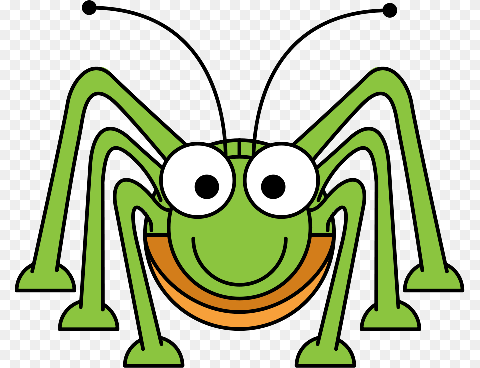 Praying Mantis Clipart Grasshopper Cartoon Grasshopper, Green, Animal, Device, Grass Free Png Download