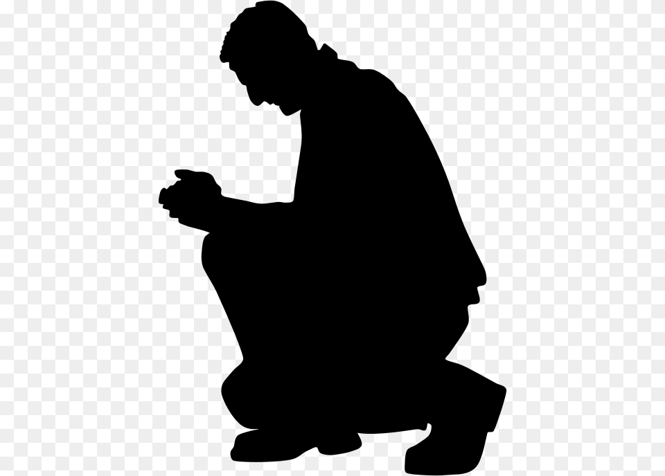 Praying Men Silhouette Clipart, Gray Free Png Download