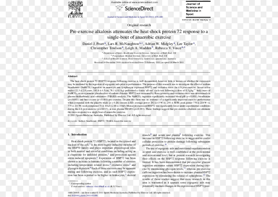 Pre Exercise Alkalosis Attenuates The Heat Shock Protein Document, Nature, Night, Outdoors, Chart Png Image