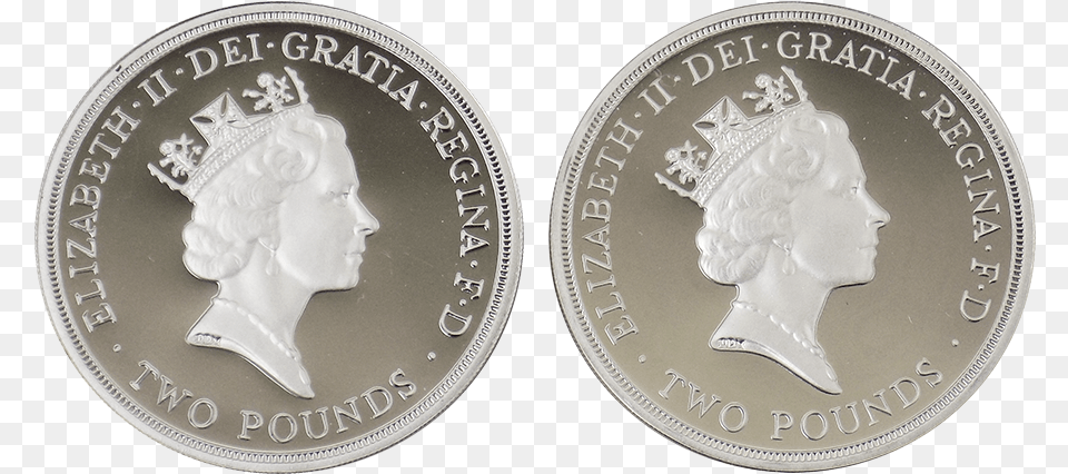 Pre Owned 1989 Uk Bill Of Rights 2 Silver Proof Piedfort Rare 2 Pound Coins, Adult, Wedding, Person, Money Free Png