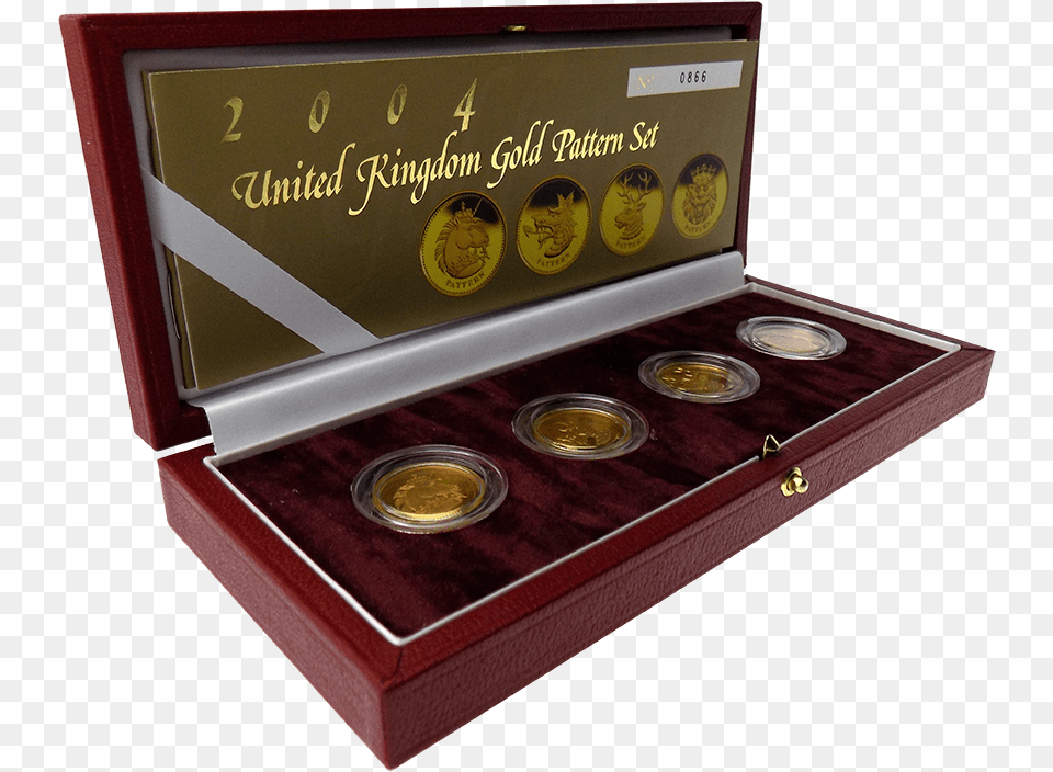 Pre Owned 2004 Uk Proof Gold Pattern 4 Coin Set Money, Cabinet, Furniture, Box, Treasure Free Transparent Png