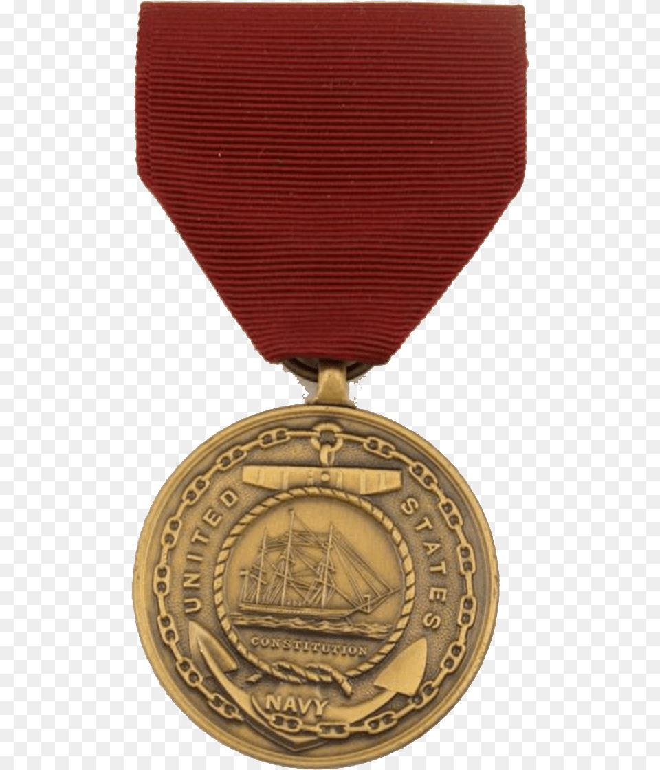 Pre Ww2 Us Navy Good Conduct Medal, Gold, Gold Medal, Trophy Png