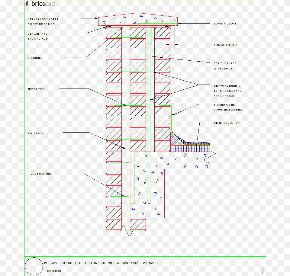 Precast Concrete Or Stone Coping On Cavity Wall Parapet Stone Coping Detail, Cad Diagram, Diagram, Chart, Plot Png Image