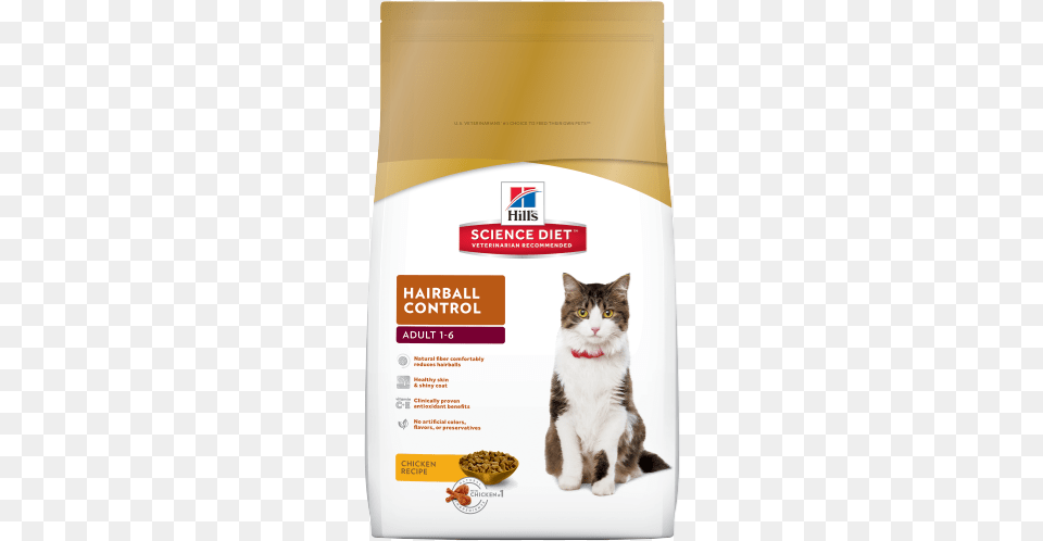 Precisely Balanced Nutrition To Help Avoid Hairball Hill39s Science Diet Adult Hairball Control Chicken, Advertisement, Poster, Animal, Cat Png Image