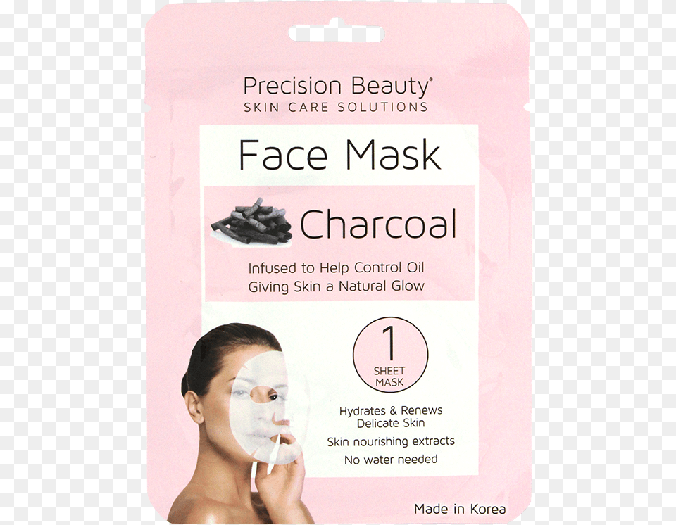 Precision Beauty 5 Pack Korean Facial Mask Charcoal Skin Care Face Mask, Adult, Female, Person, Woman Png Image