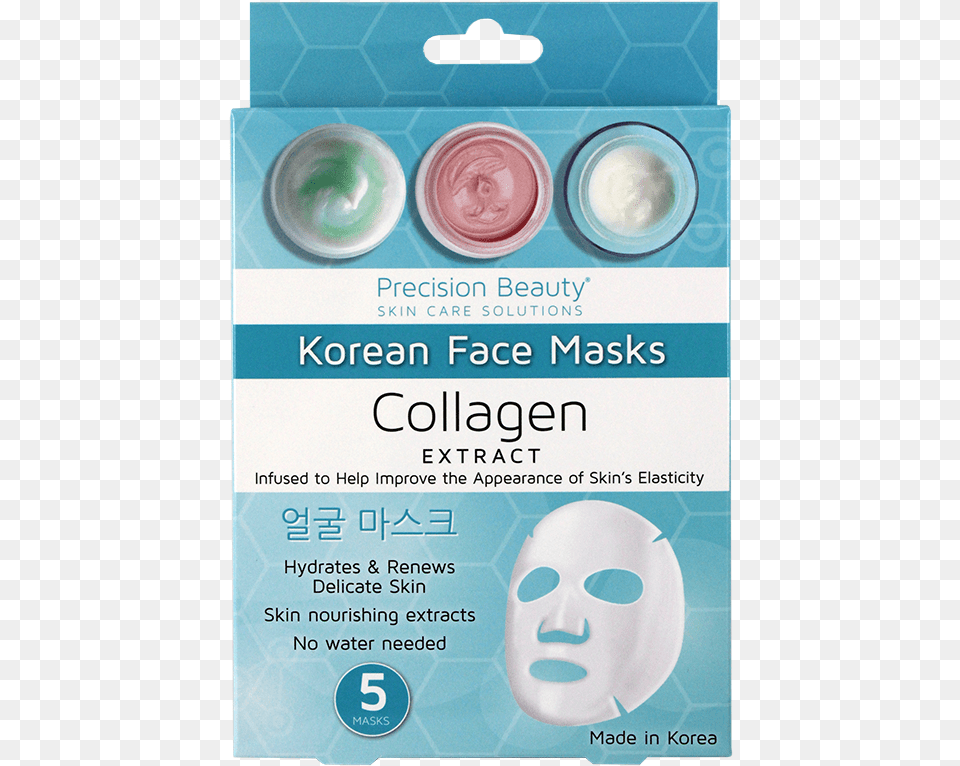 Precision Beauty 5 Pack Korean Facial Mask Collagen Collagen Mask Made In Korea, Dessert, Food, Yogurt, Advertisement Free Png Download