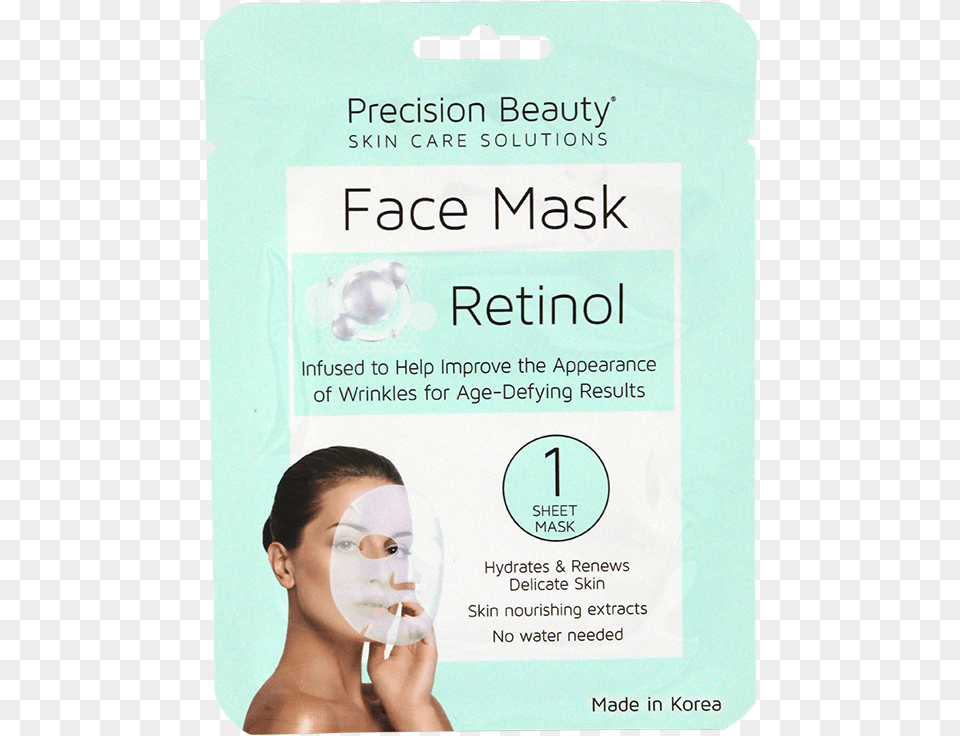 Precision Beauty 5 Pack Korean Facial Mask Retinol Precision Beauty Face Mask, Adult, Female, Person, Woman Png
