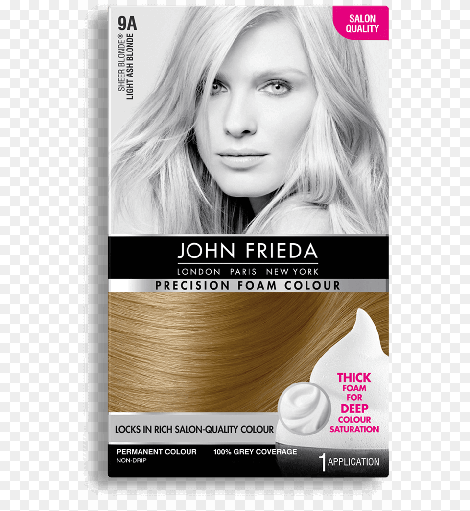 Precision Foam Colour A Sheer Light Ash John Frieda Medium Blonde Hair Dye, Advertisement, Poster, Adult, Face Png