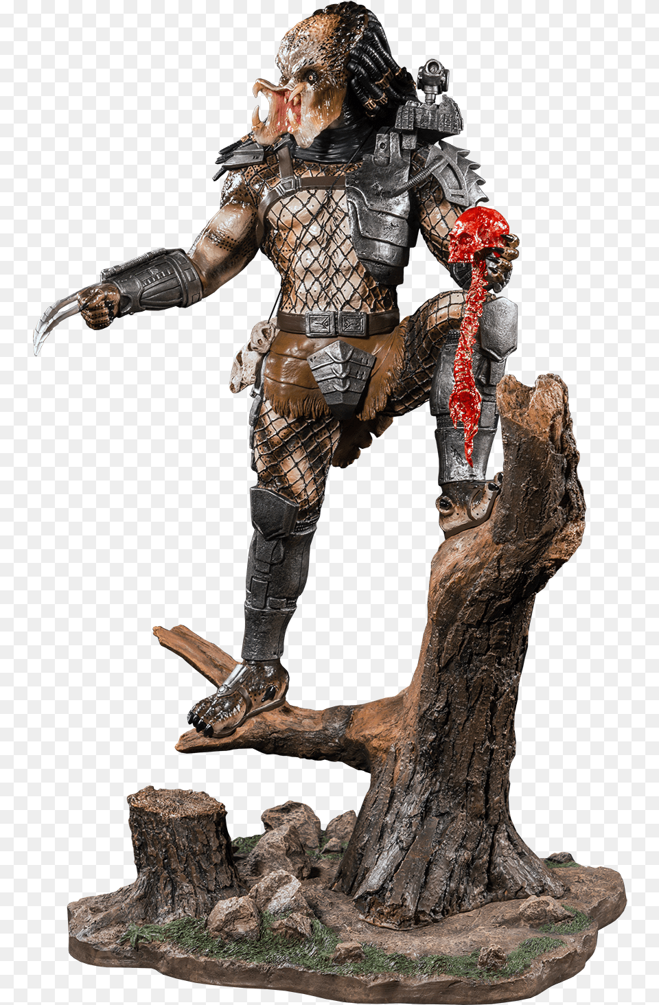 Predator Statue 3 Action Figure, Figurine, Plant, Tree, Wood Free Png