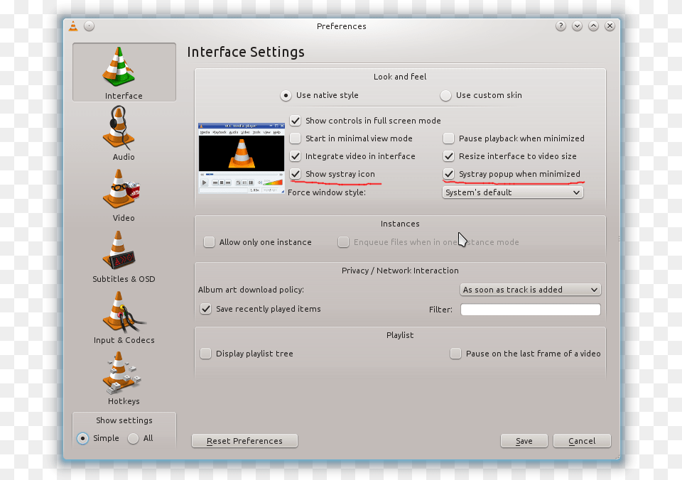 Preferences Window Of Vlc Vlc Media Player, File, Text Free Transparent Png