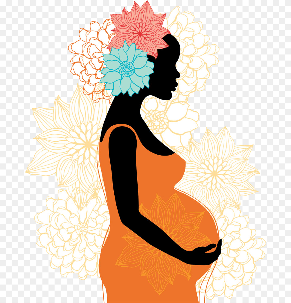 Pregnancy Silhouette Woman Clip Art Pregnant Black Woman Silhouette, Graphics, Leaf, Plant, Person Free Png Download