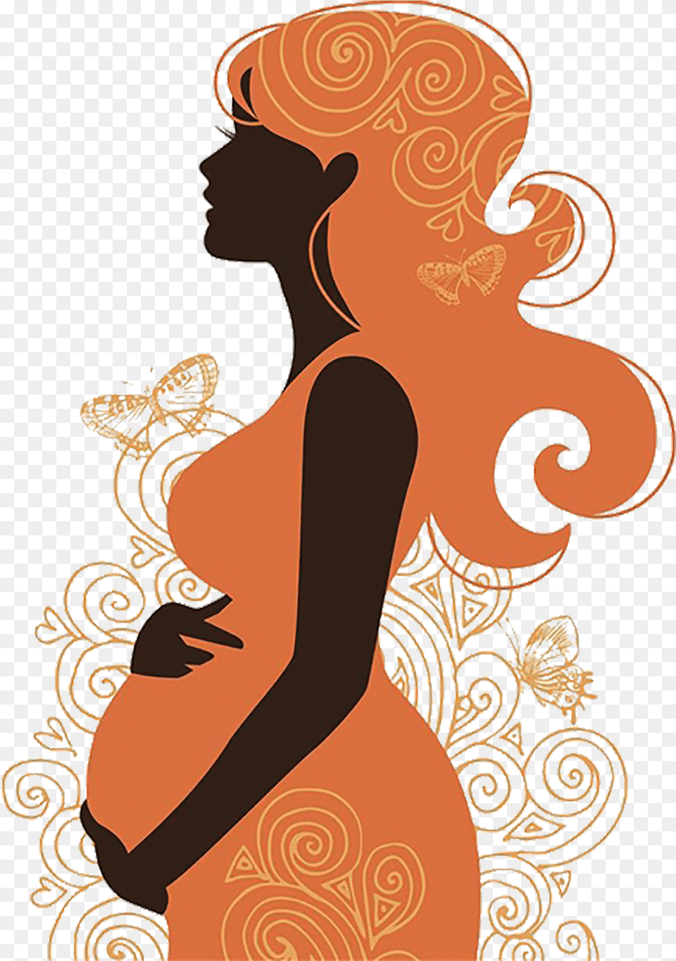 Pregnancy Woman Silhouette Clip Art Pregnant Woman Art, Floral Design, Graphics, Pattern, Adult Free Png Download