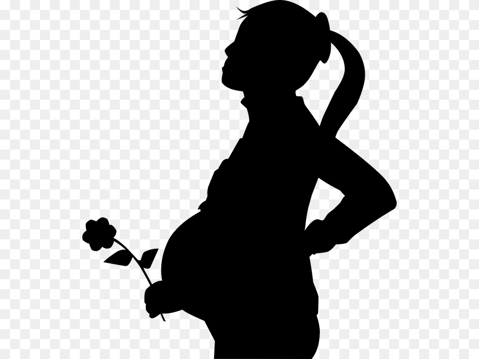 Pregnant Flower Silhouette Woman Mother New Baby Newborn Baby Silhouette, Gray Free Png Download