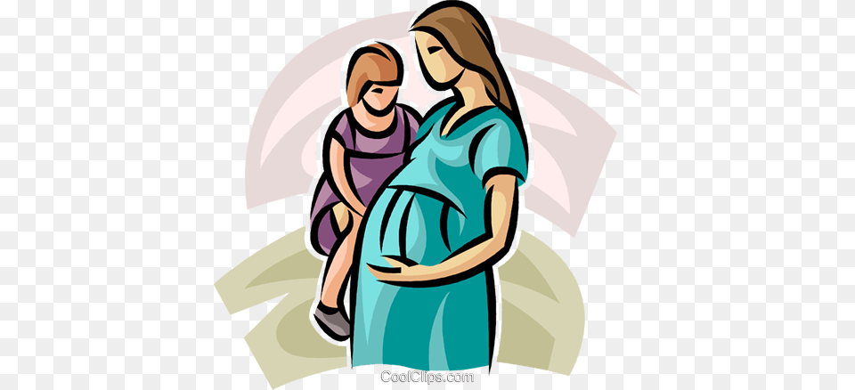 Pregnant Mother And Young Child Royalty Vector Clip Art, Person, Architecture, Building, Hospital Free Png