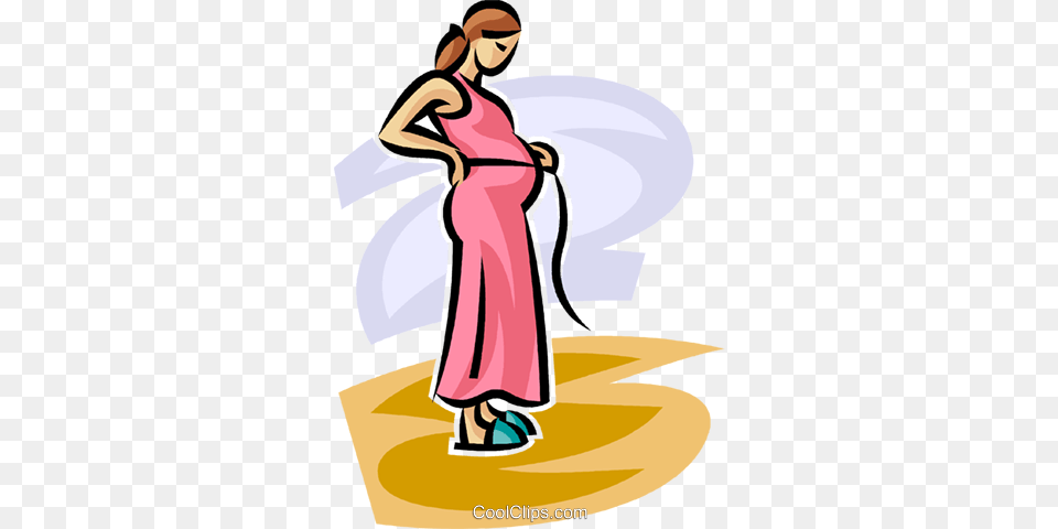 Pregnant Mother Measuring Her Belly Royalty Vector Clip Art, Clothing, Dress, Evening Dress, Formal Wear Free Png