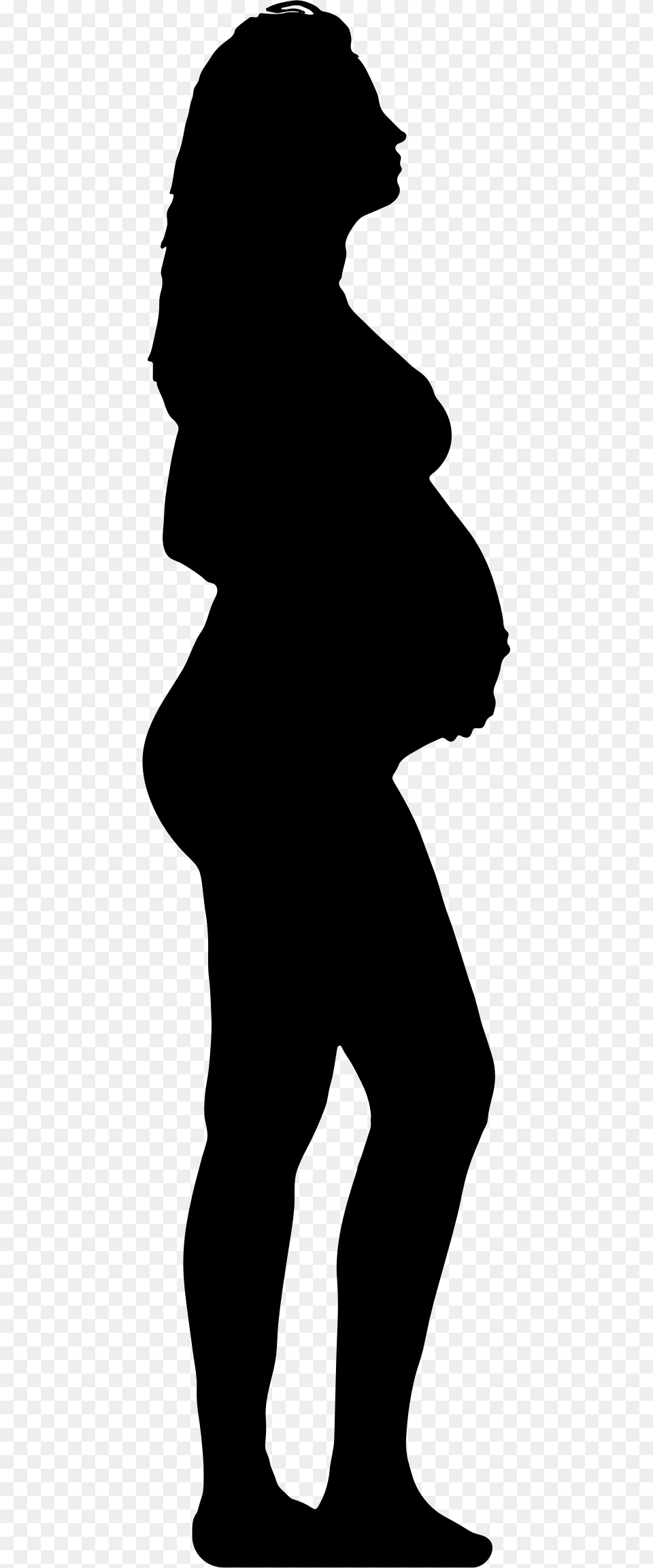Pregnant Woman Clutching Abdomen Silhouette Icons, Gray Png Image