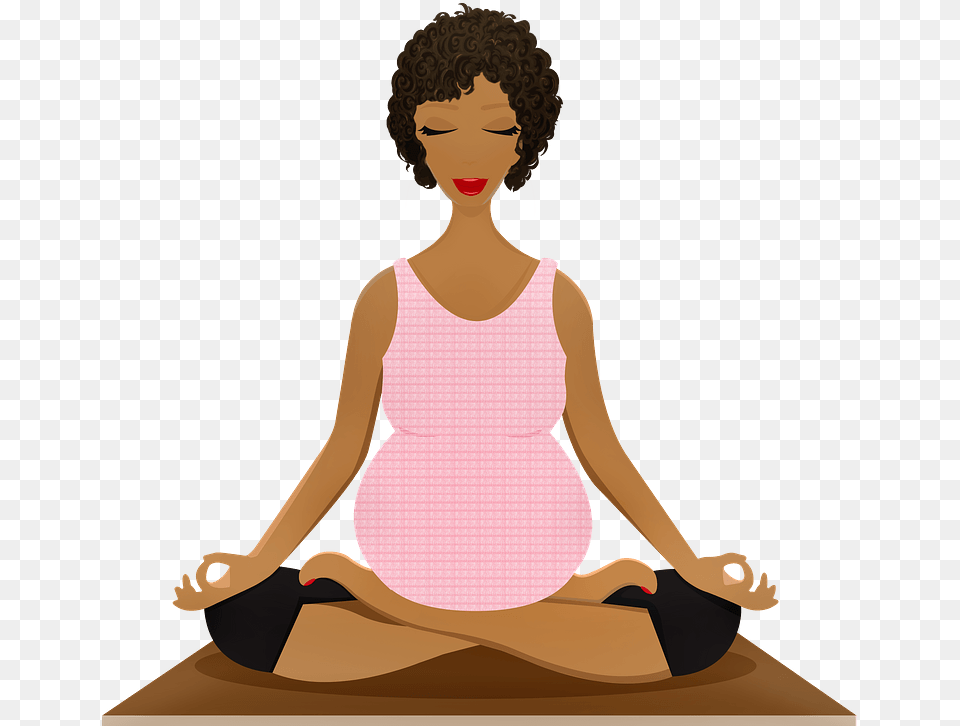 Pregnant Woman In Lotus Position Meditation Clipart Samadhi Yoga, Adult, Female, Person, Face Free Png