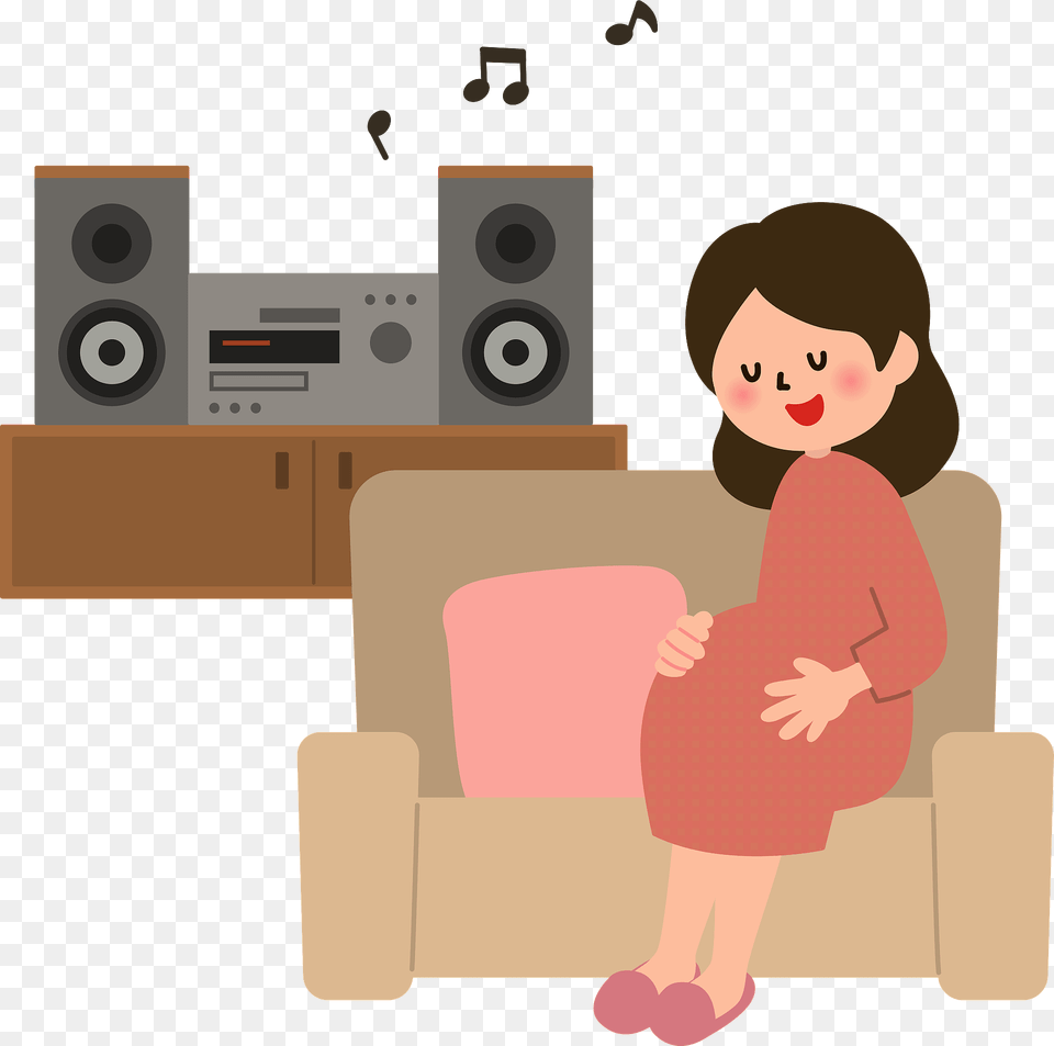 Pregnant Woman Is Listening Music Clipart, Baby, Person, Face, Head Png