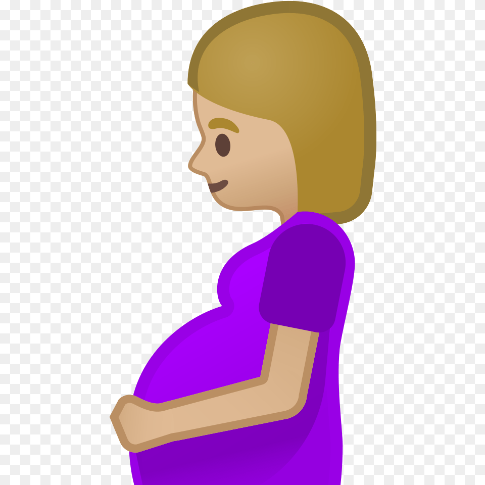 Pregnant Woman Medium Light Skin Tone Icon Pregnant Emoji, Purple, Portrait, Photography, Person Free Png Download