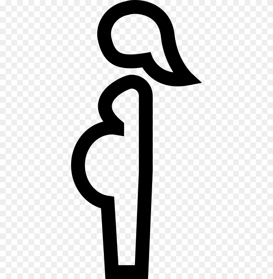 Pregnant Woman Outlined Side View Icon Free Download, Stencil, Symbol, Number, Text Png Image