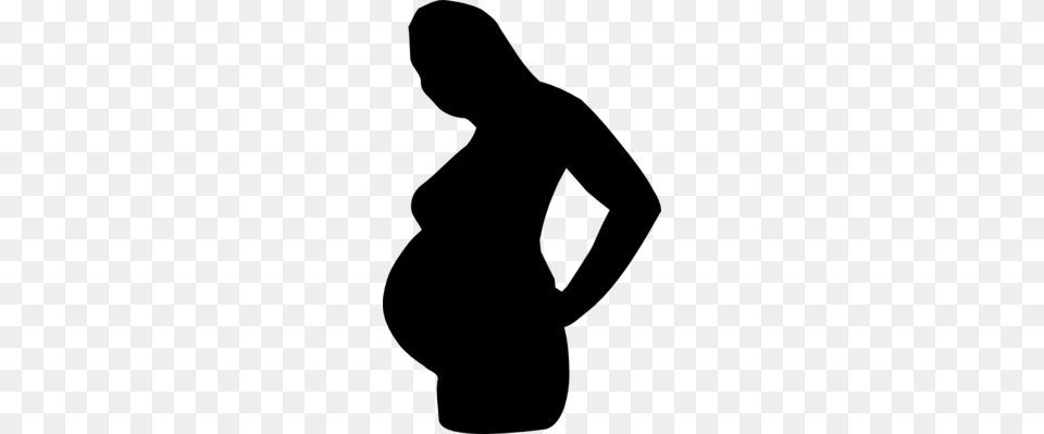 Pregnant Woman Silhouette Clipart, Gray Png