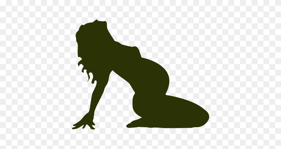 Pregnant Woman Silhouette In Green, Kneeling, Person Free Transparent Png