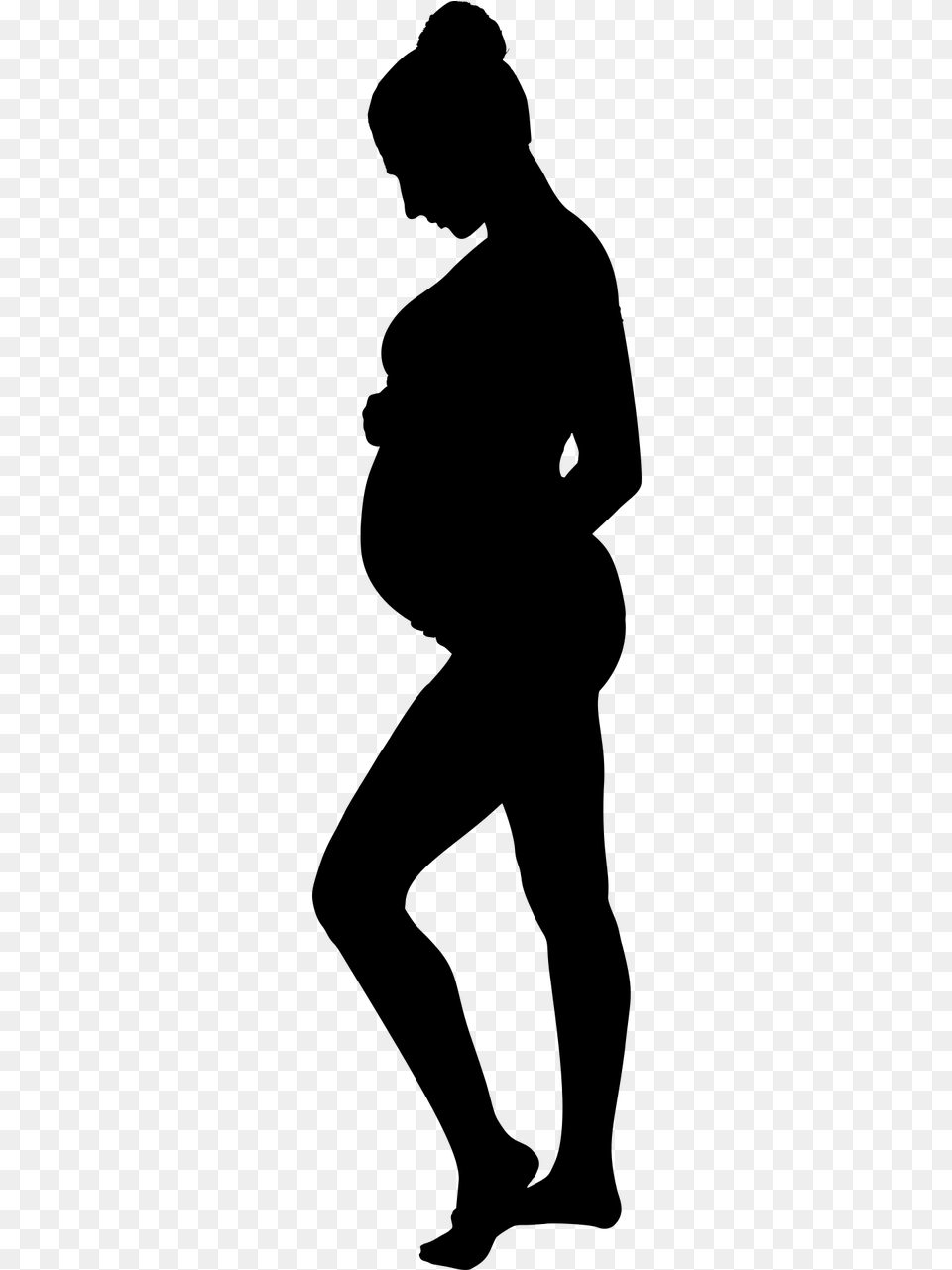 Pregnant Woman Silhouette Transparent, Gray Png Image
