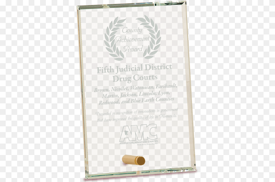 Premier Glass Plaque With Gold Peg Stand Harris County Precinct 1 Logo, White Board, Text Free Transparent Png