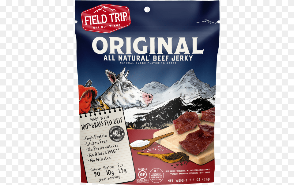 Premium Field Trip Grass Fed Beef Jerky Teriyaki 22 Oz, Advertisement, Poster, Cutlery, Spoon Free Png Download