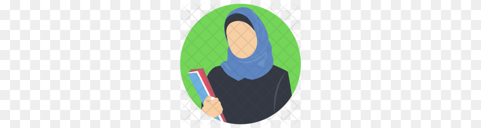 Premium Hijab Woman Icon Download, Clothing, Hood, Person, Reading Png Image